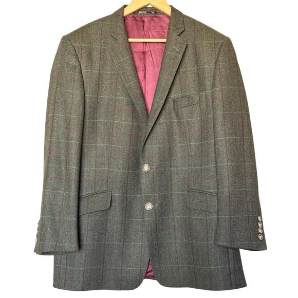 Beretta Magee Wool Blazer Green Plaid Sport Coat 44R - Picture 1 of 9